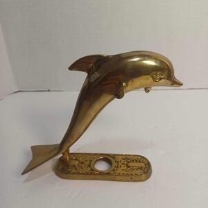 Vintage Brass Dolphin Figure Nautical Marine Decor Home Accent Desktop Organizer